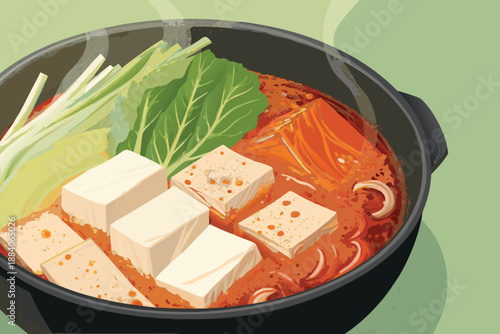 Tofu Kimchi Layers Macro Closeup