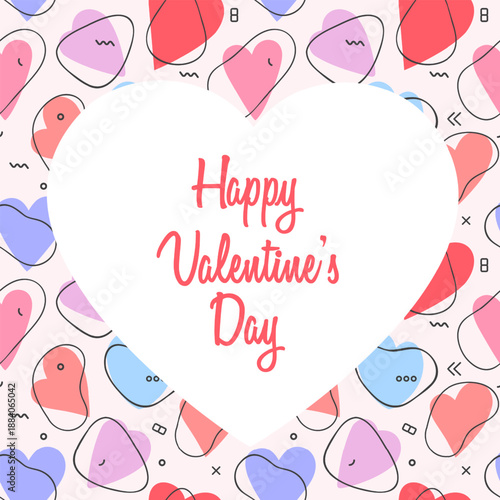 Happy Valentine's Day greeting card, Cute love sale flyer template, poster, label, ad, copy space vector illustration