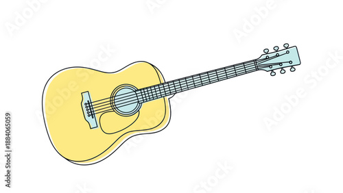 Acoustic Guitar Illustration - Simple Drawing, Music Concept
