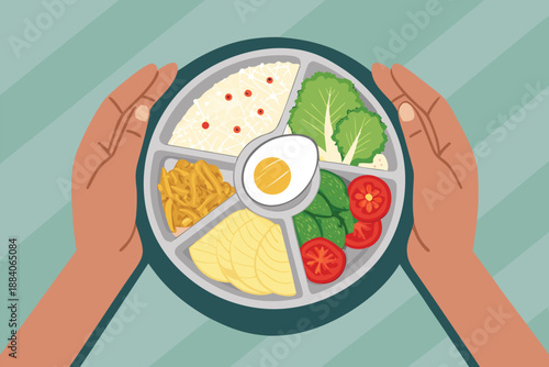 Top Down Hands Holding Campus Bento Bowl