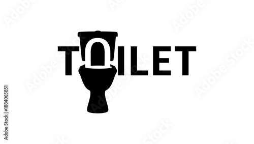 inscription, toilet, black isolated silhouette