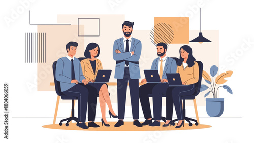 Diverse Business Team Meeting: Collaboration and Success in Modern Office