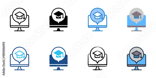 E-learning icons set multiple style collection. Editable stroke 
