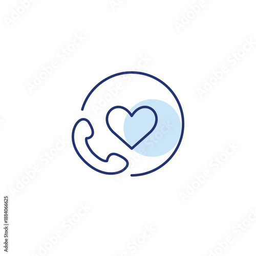Phone call and heart. Customer support online, trusted user care. Pixel perfect, editable stroke vector icon