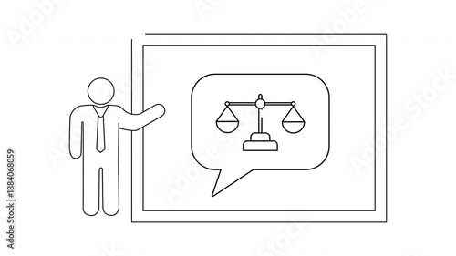 Legal Presentation - Scales of Justice in Business Meeting Illustration.