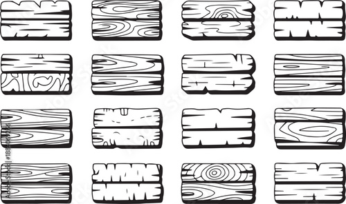 Selection of monochrome wooden plank textures for woodwork industry or furniture item