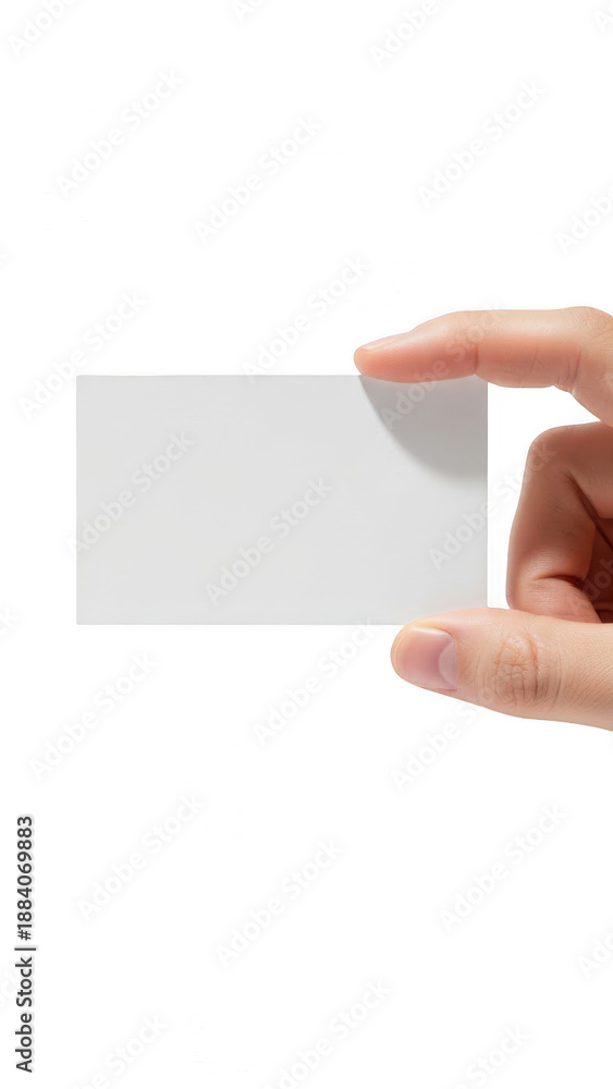 Obraz premium Hand holding transparent card isolated on transparent background