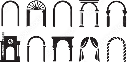 Architectural arches set collection of decorative entryways design elements doorway with pillars