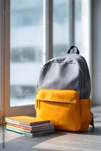 Elementary school backpacks and books