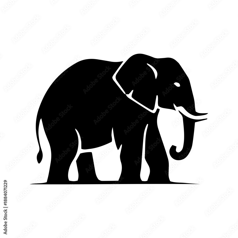 Fototapeta premium cute cartoon elephant vector illustration walking with trunk and tusks in a simple wildlife design