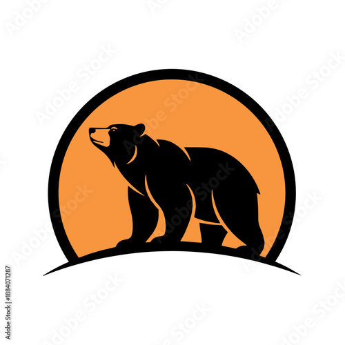 A wild black grizzly bear silhouette vector illustration featuring a clean mammal icon design for wildlife nature and zoo animal symbol themes