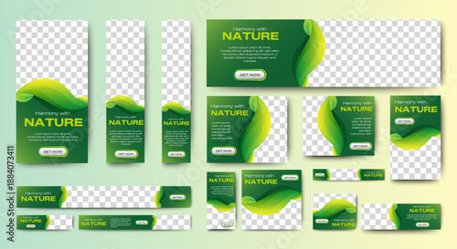 eco green business banner web template design. set of nature web banner. green Banner Set for web display ads template
