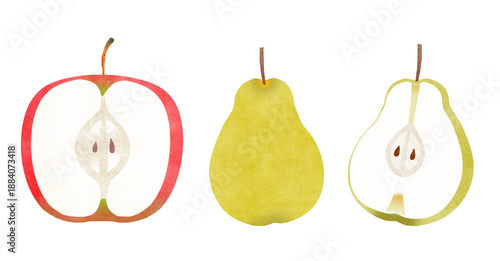 リンゴと洋梨のイラスト