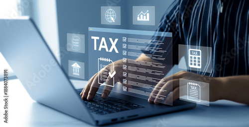 Photos Tax calculation and financial accounting concept