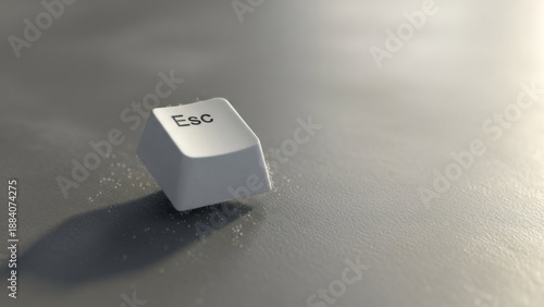 Close-up of an Esc key on a computer keyboard, isolated.