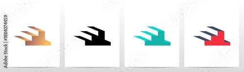 Three Steps Stairs Three-Dimensional Letter Initial Logo Design L