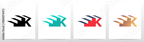 Three Steps Stairs Three-Dimensional Letter Initial Logo Design K