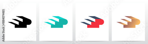 Three Steps Stairs Three-Dimensional Letter Initial Logo Design P