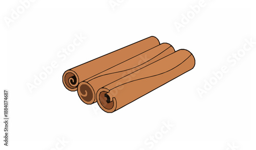 Flat vector illustration of cinnamon sticks aromatic spice cooking ingredient icon