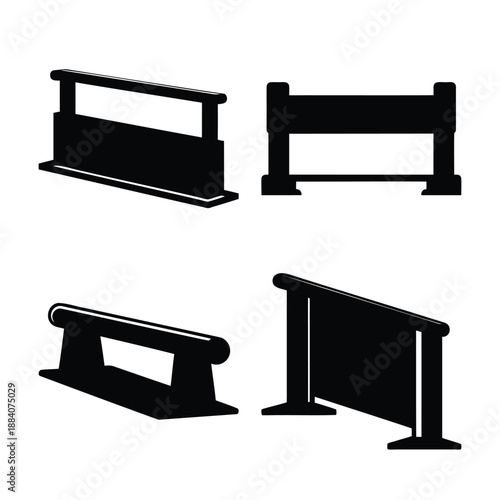 Various barrier and hurdle silhouettes for safety, sports, and crowd control design