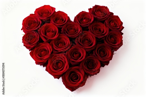 Heart-shaped arrangement of red roses symbolizing love and romance