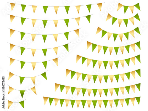 ガーランド三角、曲線、m金4黄緑