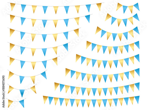 ガーランド三角、曲線、m金5水色