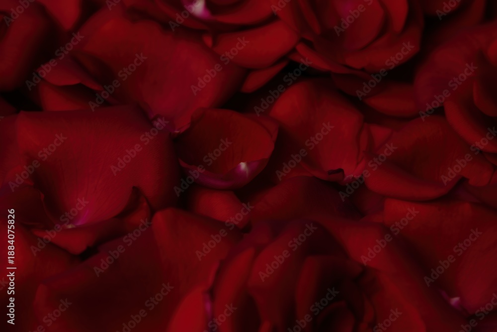Naklejka premium Velvety crimson rose petals close-up with textured elegance and rich color