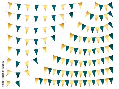 ガーランド三角、曲線、m金16青緑