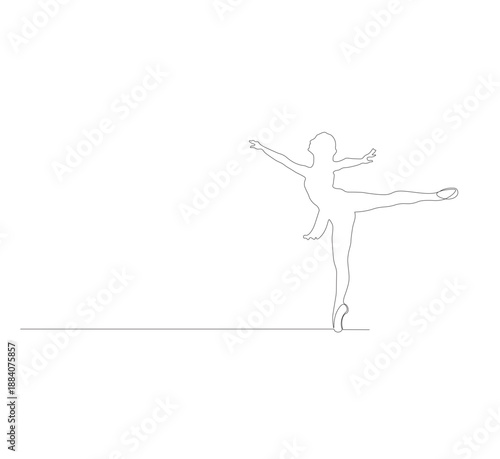 One continuous line drawing of Ballet vector illustration. Ballet dance is a classical dance form originating from Italy. Ballerina concept design in simple continuous line style.white background