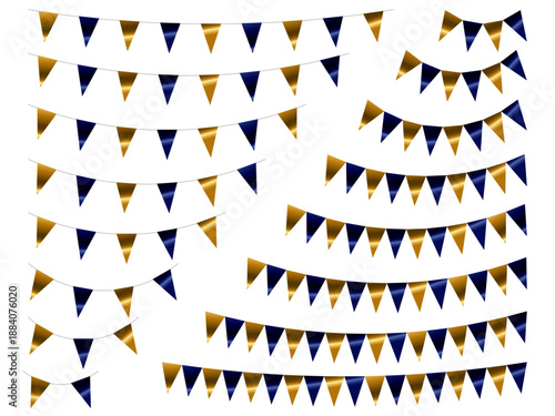 ガーランド三角、曲線、金14紺