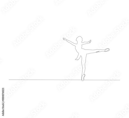 One continuous line drawing of Ballet vector illustration. Ballet dance is a classical dance form originating from Italy. Ballerina concept design in simple continuous line style.white background