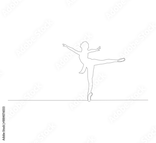 One continuous line drawing of Ballet vector illustration. Ballet dance is a classical dance form originating from Italy. Ballerina concept design in simple continuous line style.white background