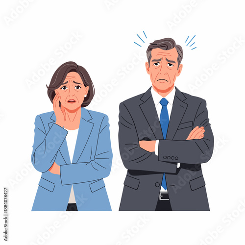 conflict between business partners disagreement angry man and woman.