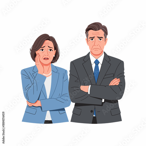 Angry business couple in disagreement conflict corporate couple argument.