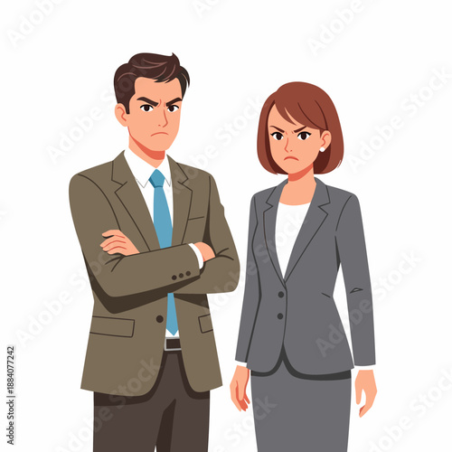 Angry Businessman and Businesswoman Disagreeing.