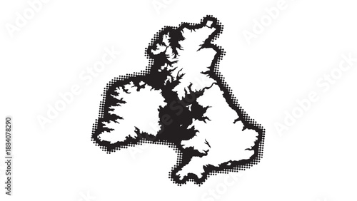 Title: United Kingdom Great Britain map outline silhouette vector illustration with detailed borders for geographic design, European cartography, and educational presentations