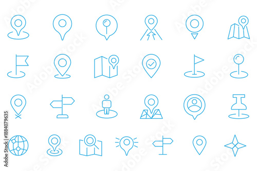 Collection of red map pin vector icon. Marker location icon set. Map pin place marker. Map marker pointer icon. GPS location symbol.