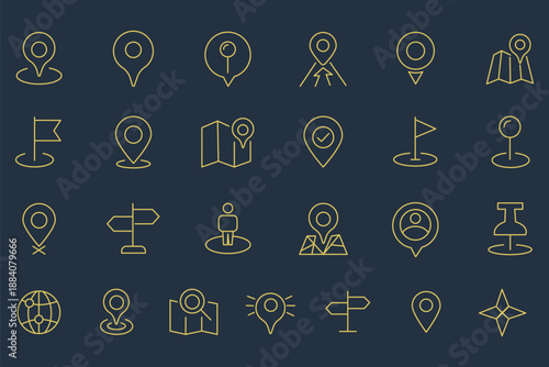 Collection of red map pin vector icon. Marker location icon set. Map pin place marker. Map marker pointer icon. GPS location symbol.