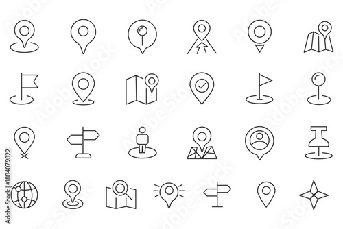 Collection of red map pin vector icon. Marker location icon set. Map pin place marker. Map marker pointer icon. GPS location symbol.