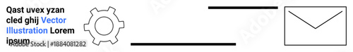 Gear and envelope linked by lines, showcasing automation, process, and workflow concepts. Ideal for teamwork, operation, strategy, technology, mail communication logistics simple landing page
