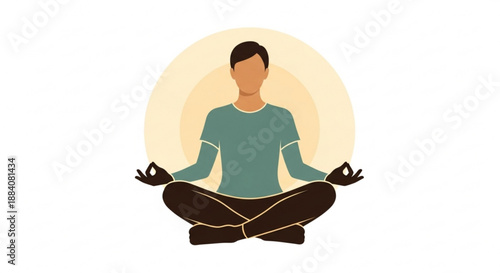 Person meditating in lotus position with hands in mudra and a serene glow background