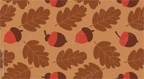 Acorns and Oak Leaves Pattern Illustration.