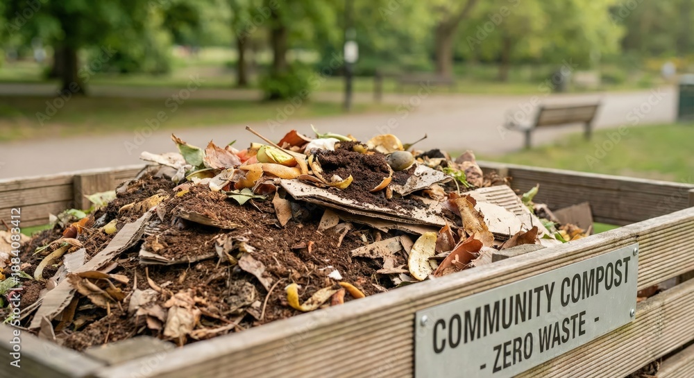 Fototapeta premium Compost bin overflowing in park