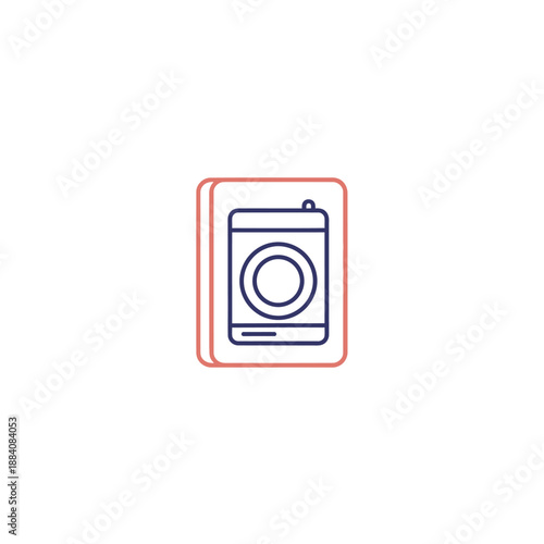 Modern Line Art Icon of a Washing Machine - Clean Laundry Concept