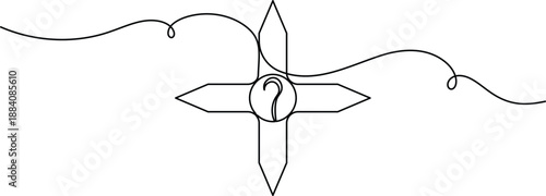 Decision path crossroad icon continuous one line drawing on white background minimalist business goal setting and corporate growth symbol outline vector illustration