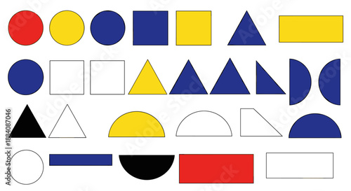 Collection of Various Geometric Shapes and Colors.