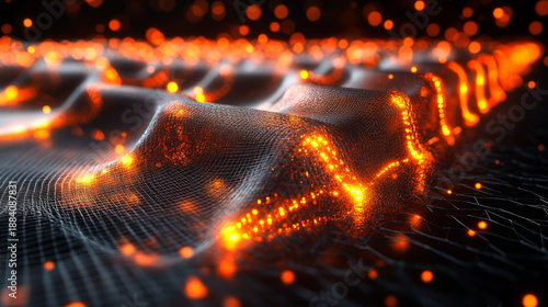  light orange, glowing honeycomb structure of carbon black