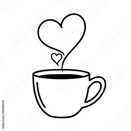 Cup of coffee with heart-shaped steam Vector