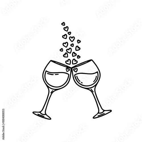 Two wine glasses clinking Vector